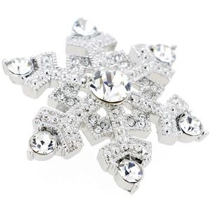 Chrome Christmas Snowflake warovski Crystal Pin Br